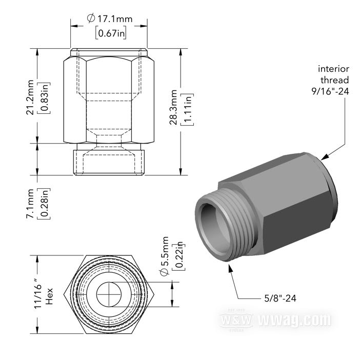Anschlussstück von Strange Bird; für Öltank; Stahl, CAD (ZnNi Verfahren); Anschlussgewinde: 9/16”-24; ersetzt OEM HD 63524-50; Bruttogewicht: 30 g