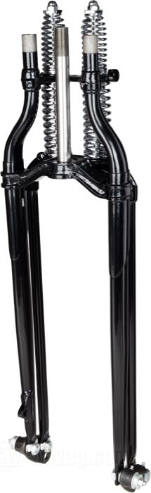 Forcella Springer »Classic +3° Offset« di Samwel Supplies; atto per Big Twins; filettatura interna di testa sterzo: 3/4”-14 UNS; acciaio, nero, rivestito a polvere, con molle cromate; lunghezza: 69 cm; rake G: 3 °; sovra-/sottomisura: +8 ”; con documentazione del materiale; Europa; peso lordo: 17 kg