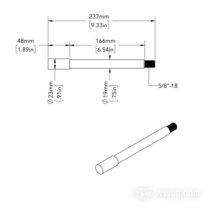 Eje delantero; apropiado para XL y FX 1973-1977; acero, cromado; largo: 237 mm; Ø 19 mm; rosca: 5/8”-18; reemplaza OEM HD 43871-73; peso bruto: 560 g