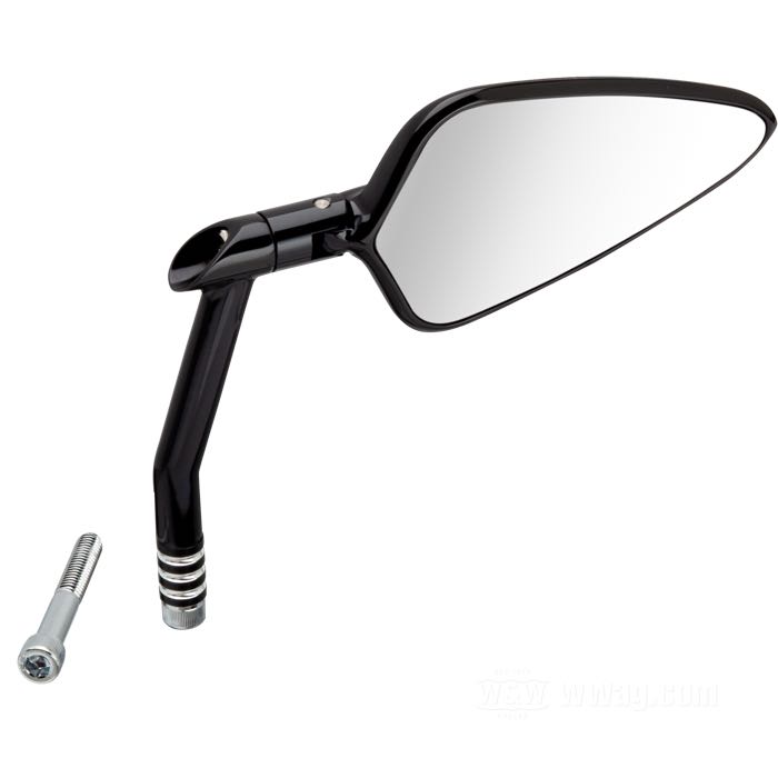 Rückspiegel »Vision Arrow« von Performance Machine; Billet-Aluminium, schwarz, Contrast Cut; Montageposition: links oder rechts; Maße Spiegelglas B x H: 13 x 7 cm; Länge L1: 25 mm; Länge L2: 75 mm; Winkel α: 90 °; Bruttogewicht: 343 g