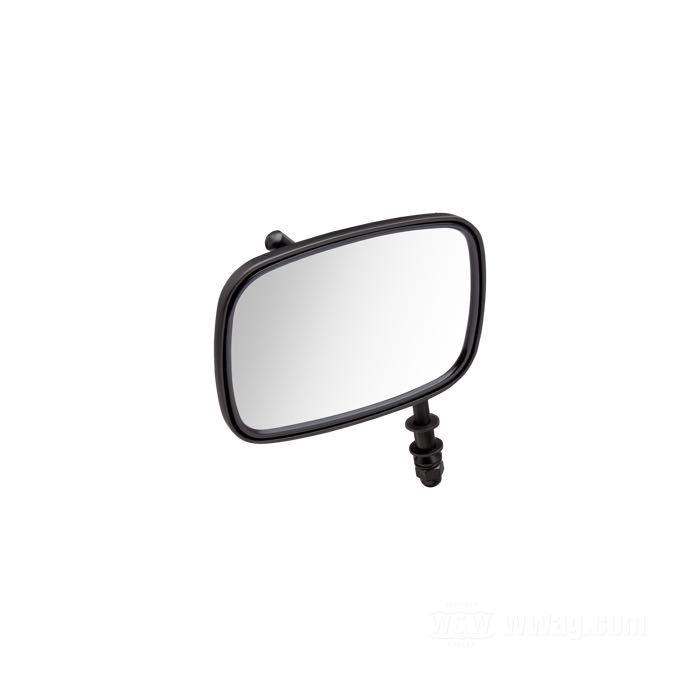 Retrovisor »tipo OEM«; aluminio fundido, negro; ancho x alto: 130 x 95 mm; posición: izquierdo o derecho; largo L1: 10 cm; largo L2: 3 cm; ángulo α: 42 °; peso bruto: 453 g