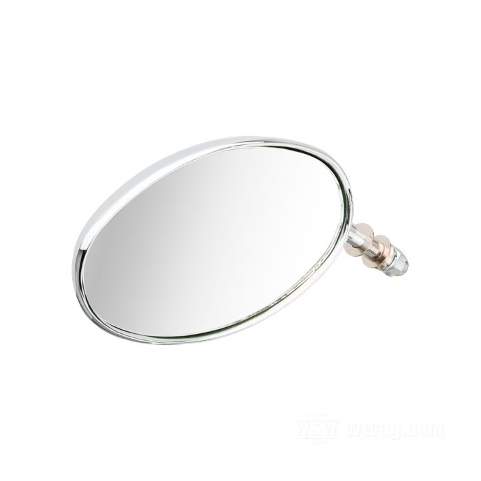 Retrovisor »Slimline«; aluminio fundido, cromado; ancho x alto: 13.7 x 8.5 cm; posición: izquierdo o derecho; largo L1: 10 cm; largo L2: 2.5 cm; ángulo α: 42 °; peso bruto: 500 g