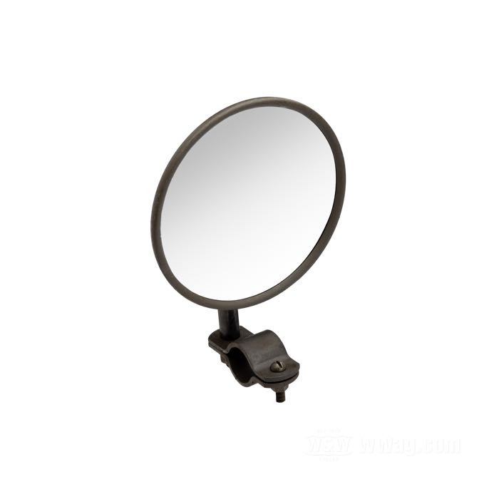 Rear view mirror »Vintage 1930«; steel / glass, black, painted, with parkerized mirror arm and clamp; Ø 13 cm; stem length: 10 cm; with handlebar clamp; replaces OEM HD 11350-X; gross weight: 580 g