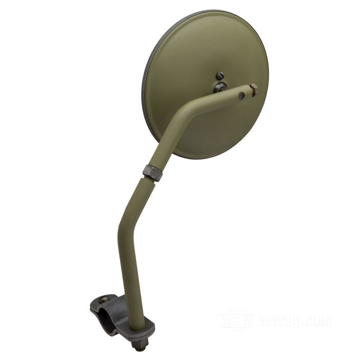 Rückspiegel »Military WLA«; Stahl / Glas, olivbraun, lackiert, rund; Ø 13 cm; Montageposition: links oder rechts; Länge Spiegelarm: 23.5 cm; mit Lenkerklemme; ersetzt OEM HD 11350-41M; Bruttogewicht: 700 g