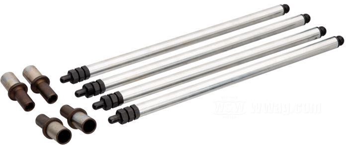 Kit per punterie rigide di Colony; atto per Shovelheads 1966-1984; alluminio / acciaio; con 4 aste e adattatori rigidi; U.S.A.; peso lordo: 360 g