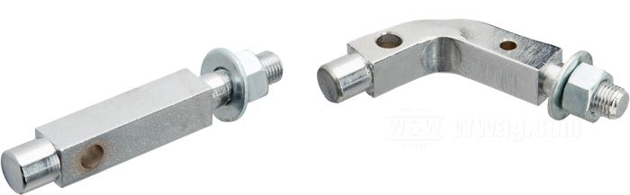 Haltesatz von Paughco; für Trittbretter; passend für Big Twin →1957 (mechanische Bremse); Stahl, rechts; ersetzt OEM HD 50655-36 und 50658-36; USA; Bruttogewicht: 200 g
