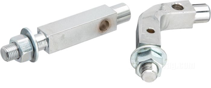 Haltesatz von Paughco; für Trittbretter; passend für Big Twin →1957 (mechanische Bremse); Stahl, rechts; ersetzt OEM HD 50655-36 und 50658-36; USA; Bruttogewicht: 200 g