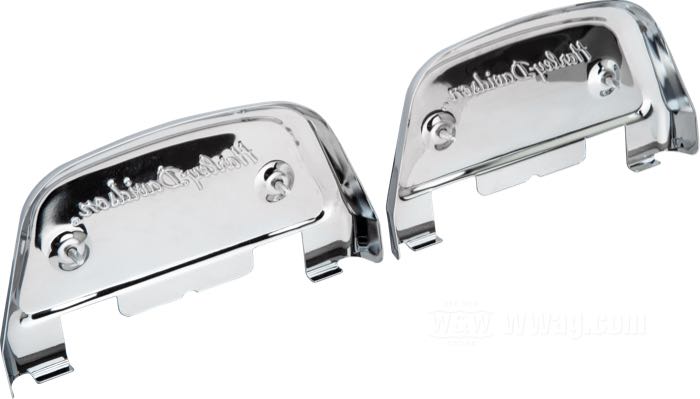 Abdeckung; für Sozius-Trittbretter; passend für Heritage Softail, FLT/FLHT, Road King; Aluminiumguss, verchromt; ersetzt OEM HD 50782-91; USA; Bruttogewicht: 630 g