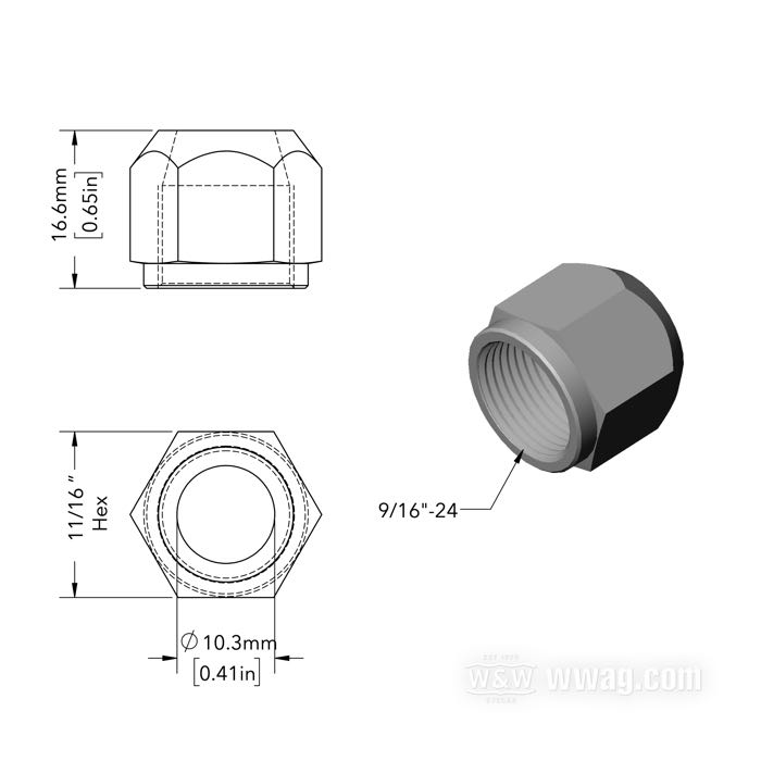 Ecrou-raccord de Colony; acier, CAD (procédé ZnNi); filetage: 9/16”-24; USA; poids brut: 15 g