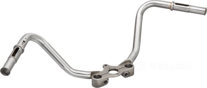 Manubrio »Hillclimb«; per Forcella Springer Inline; atto per Big Twin 1936-1945, 45”/750cc 1941-1957; acciaio, naturale; con tappi a vite; peso lordo: 1.94 kg