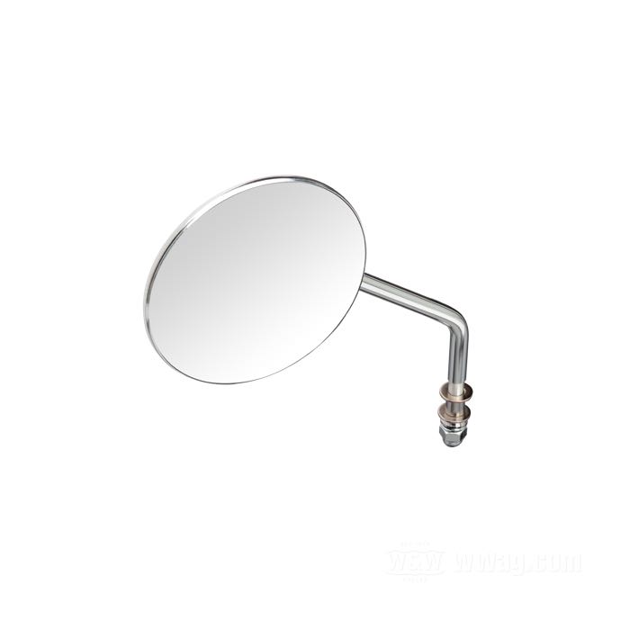 Rear view mirror »Custom«; fits models 1965→; steel / glass, chrome-plated, long stem; Ø 4”; position: left; length L1: 17.5 cm; length L2: 3 cm; head angle: 60 °; gross weight: 400 g