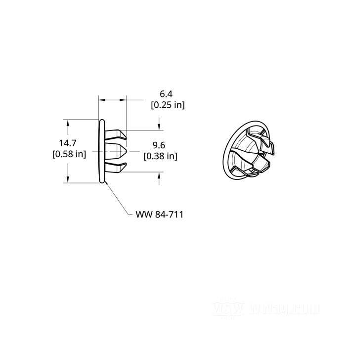 End plug; steel, chrome-plated; outer Ø: 14.7 mm; inner Ø: 9.6 mm; gross weight: 1 g