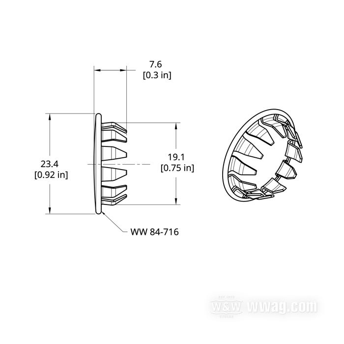 Bouchon; acier, chromé; Ø extér.: 23.4 mm; Ø intér.: 19.1 mm; poids brut: 2 g