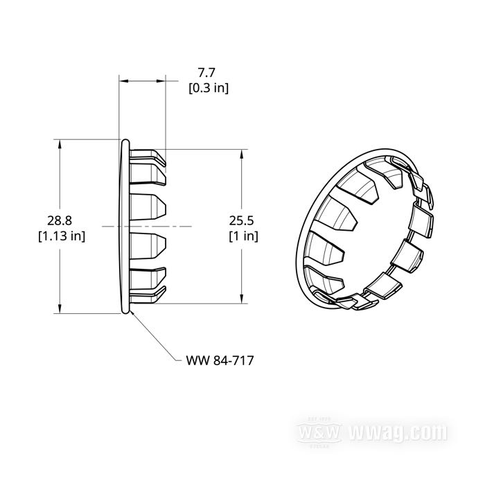 Bouchon; acier, chromé; Ø extér.: 28.8 mm; Ø intér.: 25.4 mm; poids brut: 3 g