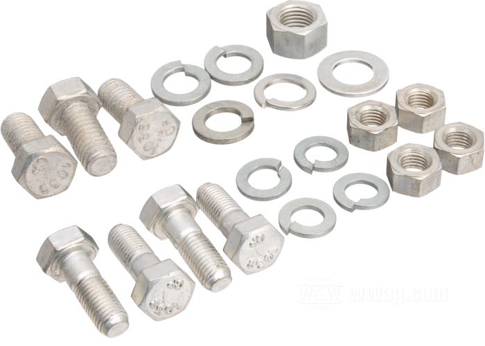 Kit di montaggio di Colony; per cavalletto laterale; atto per Big Twin 1936→; acciaio, CAD (procedimento ZnNi); esagonale; rimpiazza OEM HD 3960W, 4713W, 7041, 7145W e 7753; U.S.A.; peso lordo: 160 g