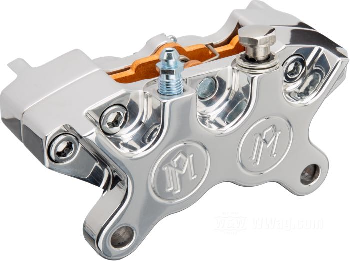 Pinza freno »125x4R« di Performance Machine; alluminio billet, lucidato, distanza centrale di fissaggio 89 mm; L x L x A: 140 x 65 x 70 mm; Punto installazione: anteriore e posteriore; Ø pistone idraulico: 1-1/4” (31.75 mm); liquido di freno obbligatorio: DOT 4 o 5; con Spessori; certificato; peso lordo: 920 g