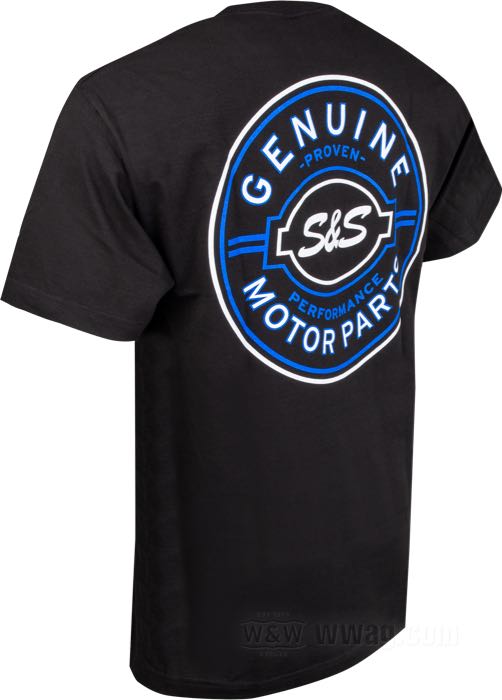 Camiseta »Genuine Motor Parts« de S&S; algodón, negro / azul / blanco; tamaño: S; EE. UU.; peso bruto: 176 g