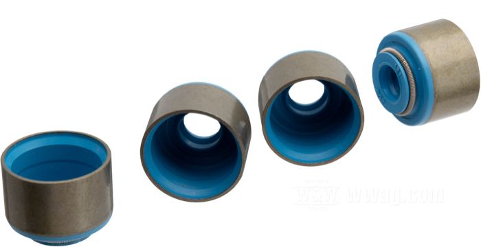 Gasket by Manley; for valve stem; fits Twin Cam 2005→; steel / Viton; replaces OEM HD 18094-02; gross weight: 40 g