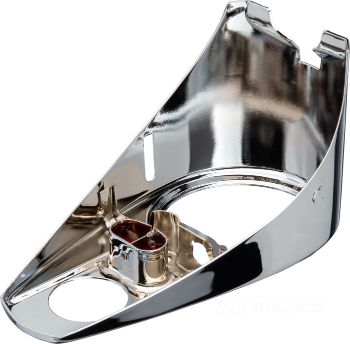 Dash cover »Two-Light«; fits all Twins 1947-1961; steel, chrome-plated; replaces OEM HD 71271-47; gross weight: 650 g