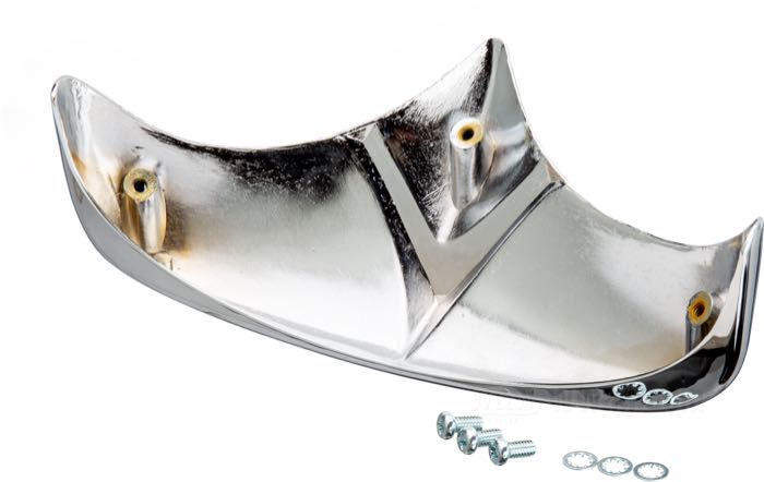 Fregio parafango »1957-66«; dietro; zinco pressofuso, cromato; larghezza: 180 mm; rimpiazza OEM HD 59887-59; peso lordo: 300 g