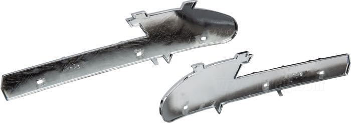 Emblèmes de réservoir; adaptable à modèles 1955-1956; alu coulé, chromé; longueur: 24.5 cm; remplace OEM HD 61814-55; Taïwan; poids brut: 420 g