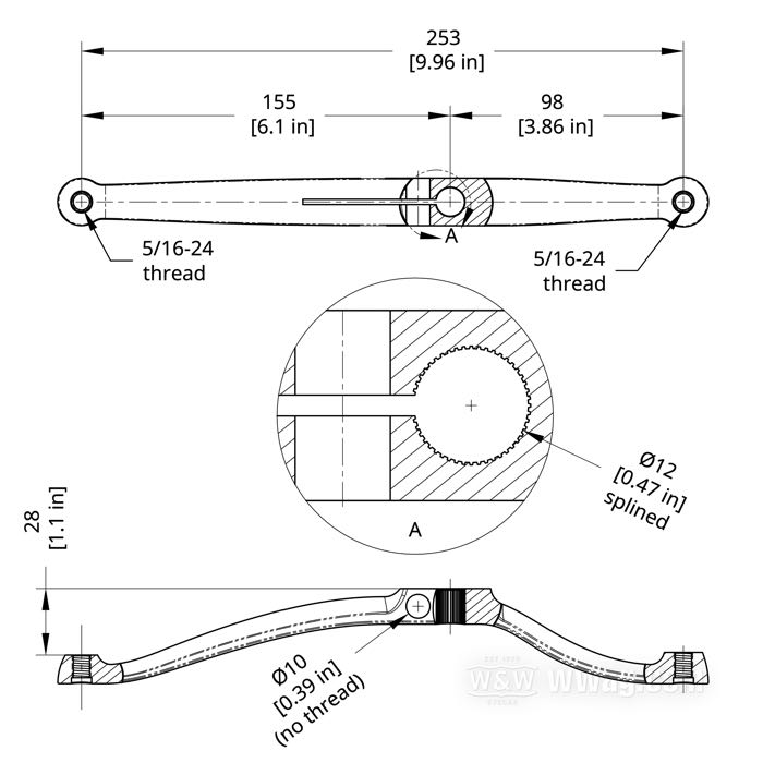Foot shift lever »heel-toe«; fits FL 1974-1979; steel, chrome-plated; splined; replaces OEM HD 34692-74TA; gross weight: 400 g