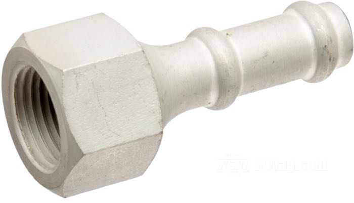 Adaptateur »Custom« de Samwel Supplies; pour Durite d‘essence; pour filtre à essence Linkert 1950-1965, robinet d’essence en bas 1950-1965; acier, CAD (procédé ZnNi); filet raccord: 1/2”-24; Europe; poids brut: 21 g