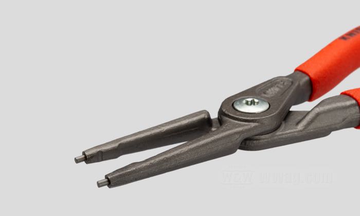Pinza per anelli elastici di KNIPEX; fori da 19 - 60 mm; parkerizzato, dritta; lunghezza: 180 mm; Germania; peso lordo: 180 g