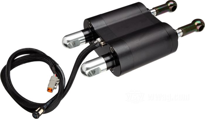 Amortisseurs à air comprimé »SAS«; adaptable à Softail 1989-1999; alu billet / acier, anodisé noir; avec pièces de montage; Australie; poids brut: 4.7 kg