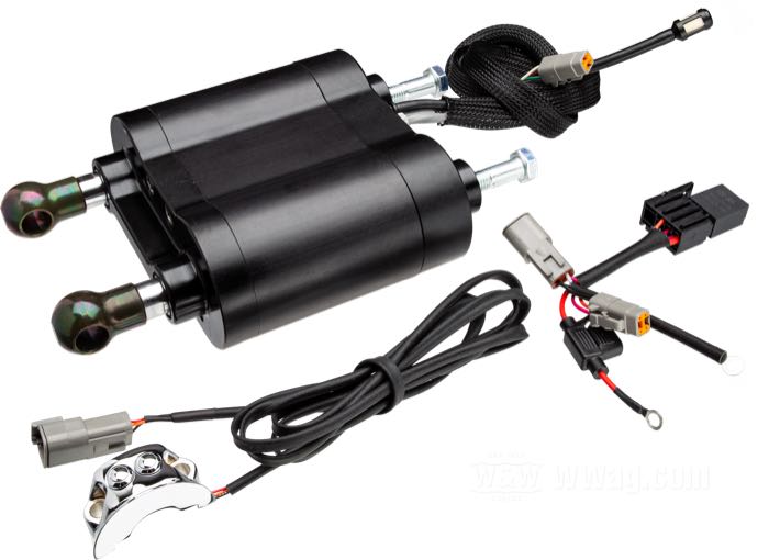 Amortiguadores regulados por aire »SAS«; apropiado para Softail 2000-2017; aluminio macizo / acero, anodizado negro; con piezas de montaje; Australia; peso bruto: 4.42 kg