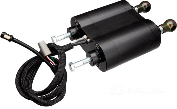 Amortiguadores regulados por aire »SAS«; apropiado para Softail 2000-2017; aluminio macizo / acero, anodizado negro; con piezas de montaje; Australia; peso bruto: 4.42 kg