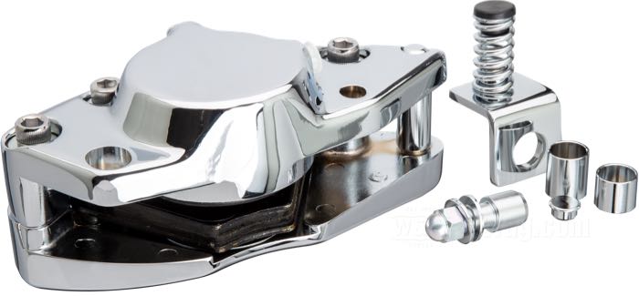 Bremssattel; passend für FL 1973-1980, FX 1973-1983; hinten; Aluminiumguss, verchromt; KolbenØ: 57 mm; erforderliche Bremsflüssigkeit: DOT 3, 4 oder 5; ersetzt OEM HD 44000-78B; Bruttogewicht: 2.56 kg