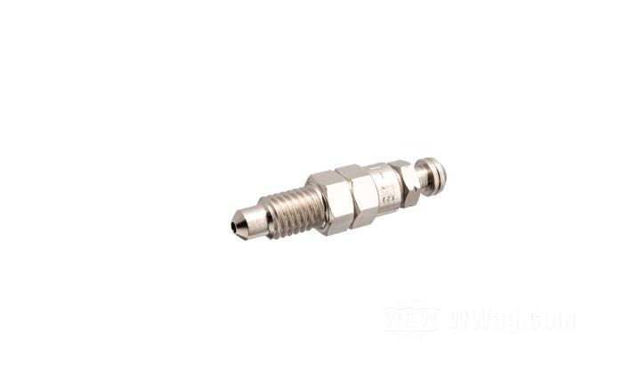 Bleeder screw by stahlbus; fits Sportster 2004-2006, V-Rod 2006→; steel, nickel-plated, with valve, thread length: 16 mm; thread: M8; Germany; gross weight: 38 g