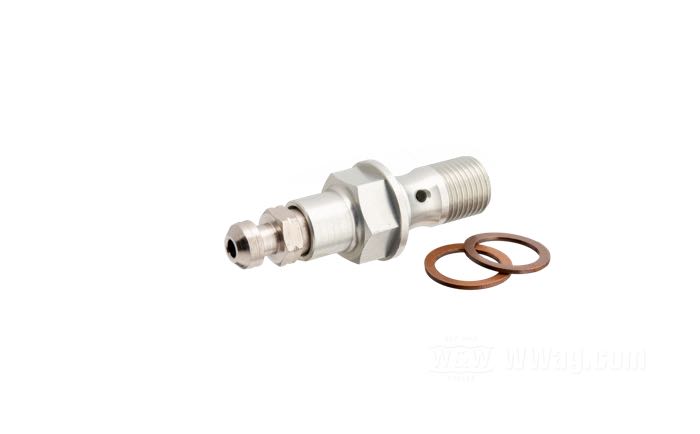 Boulon creux de stahlbus; avec soupape; aluminium / acier / cuivre, naturel; filetage: M10 x 1.0; avec joints; Allemagne; poids brut: 35 g