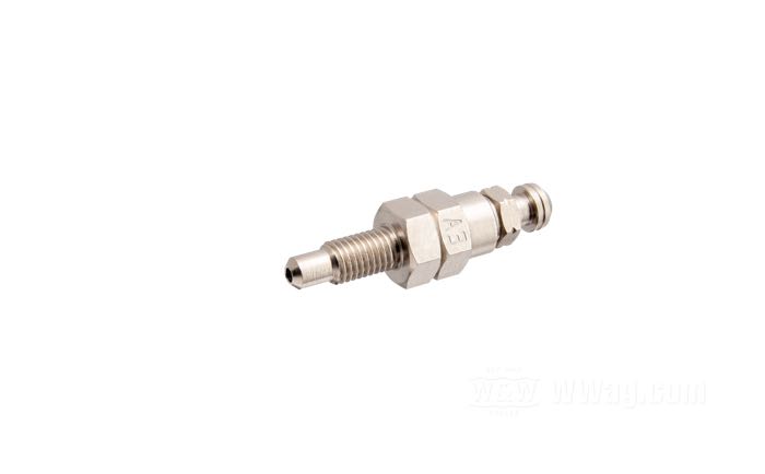 Bleeder screw by stahlbus; fits all models 1958-1977; steel, nickel-plated, with valve, thread length: 16 mm; thread: 1/4”-28; Germany; gross weight: 30 g