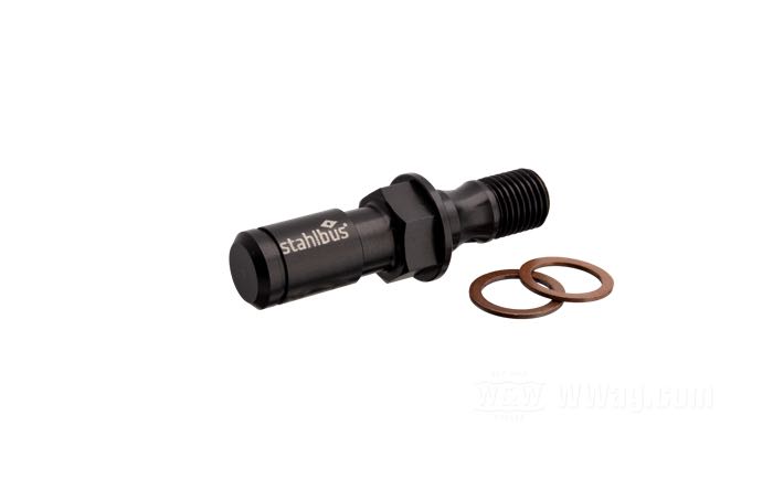Boulon creux de stahlbus; avec soupape; aluminium / acier / cuivre, noir, anodisé; filetage: 3/8”-24; avec joints; Allemagne; poids brut: 36 g