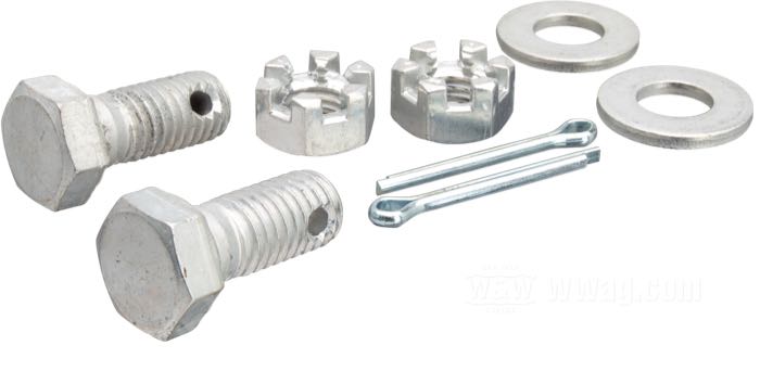 Kit boulonnerie de Colony; pour Ancrage de frein; adaptable à Big Twin 1973-1983; acier, zingué; remplace OEM HD 41734-73 et 7843; USA; poids brut: 140 g