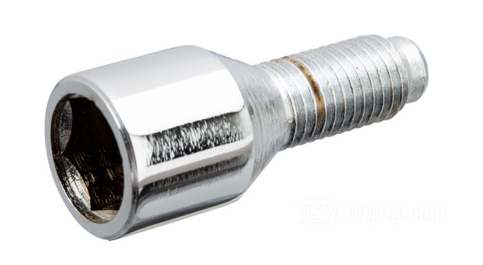 Bolt; for Brake drum; fits W models rear 1937-1952, OHV Big Twin 1936 front/rear, all Big Twins 1937-1972 front/rear, WLC and Servi-Car front 1937-1972; steel, chrome-plated; countersunk socket head; thread: 3/8”-20; replaces OEM HD 4026-35, and 43530-35A; Europe; gross weight: 30 g