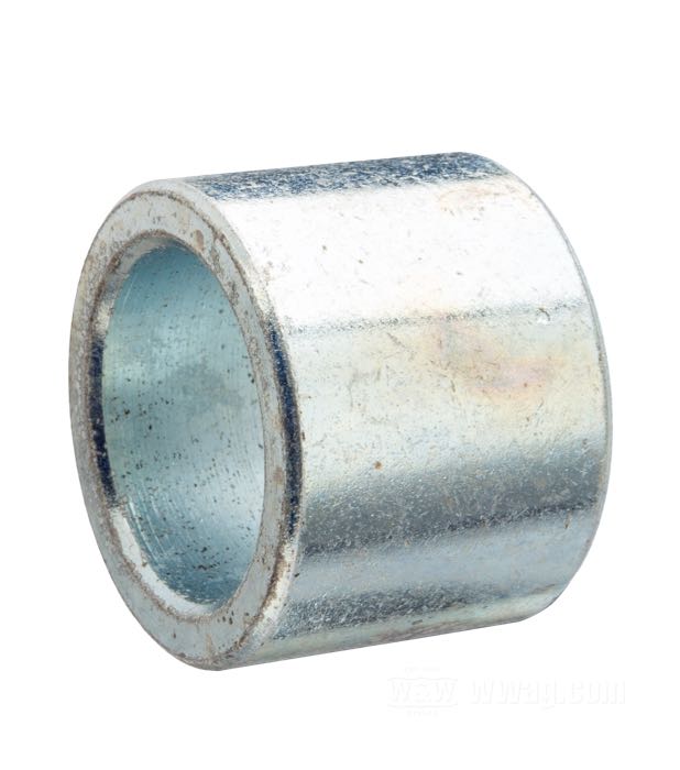 Spacer; for Axle sleeve / Brake base plate; fits Big Twin 1958-1962; rear; brake backing plate-to-swingarm; steel, zinc plated; net weight: 89 g; ID x OD: 25.4 x 35 mm, 26 mm thick; replaces OEM HD 41596-58; gross weight: 80 g