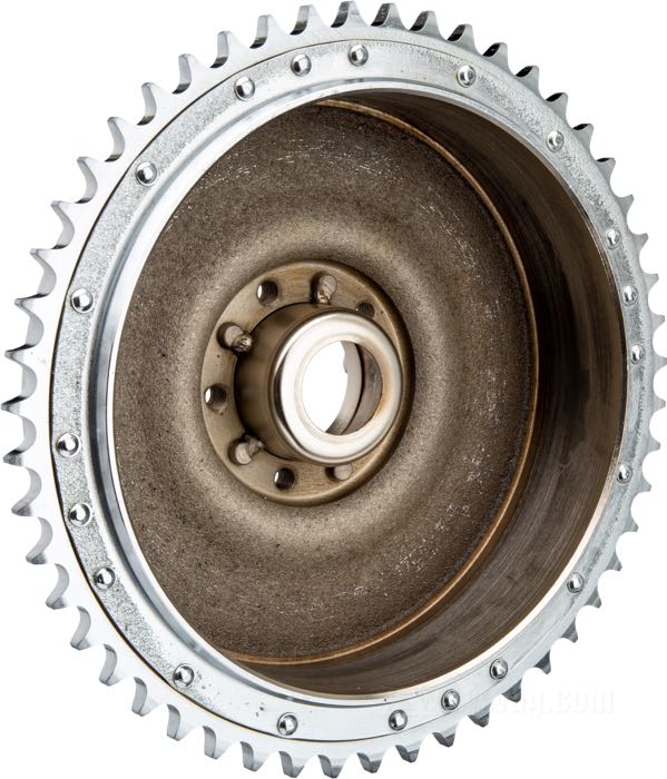 Tambour de frein; adaptable à Big Twin 1963-1966; arrière; fonte, chromé; filetage: 3/8”-20; remplace OEM HD 41400-63; poids brut: 5.16 kg