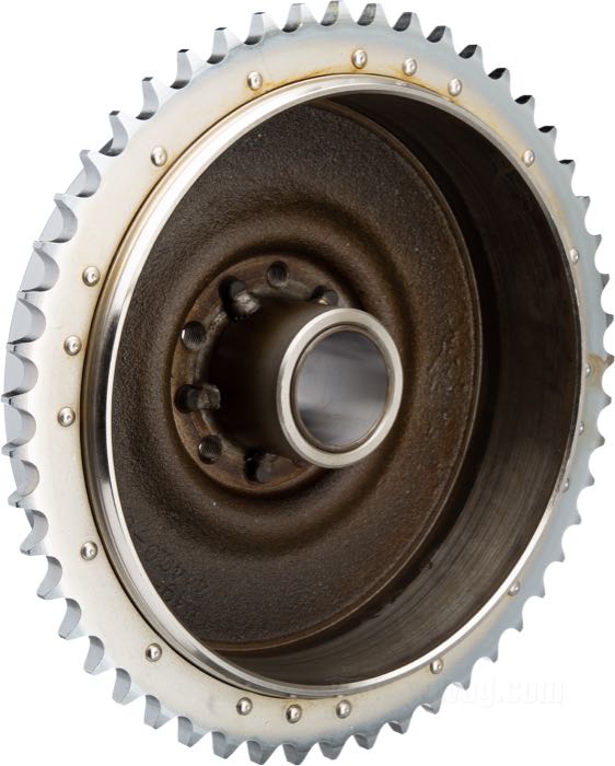 Tambour de frein; adaptable à Big Twin 1967-1972; arrière; fonte, chromé; filetage: 3/8”-20; remplace OEM HD 41400-67; poids brut: 5 kg