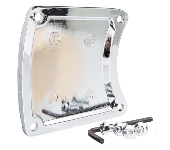 Inspection cover »Standard«; fits FLT 1985-2006; steel, chrome-plated; replaces OEM HD 60673-85, and 60670-85; USA; gross weight: 100 g
