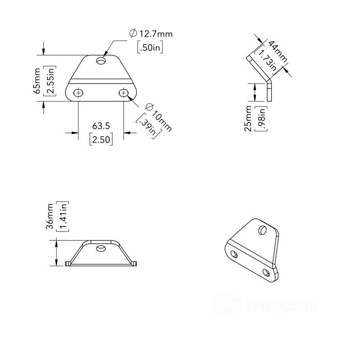 Soporte de faro; para horquillas FL Glide 1949-1984 (salvo FXWG); acero, cromado, distancia tornillos de sujeción = 64 mm, para tornillos 3/8”; EE. UU.; peso bruto: 260 g