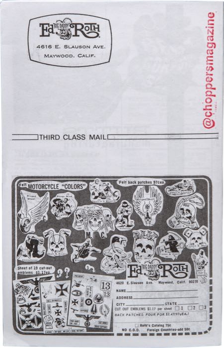 Magazin »Choppers Issue April 1968 Reprint«; Papier; Breite x Höhe: 140 x 222 mm; schwarz-weiß; englisch; Bruttogewicht: 55 g