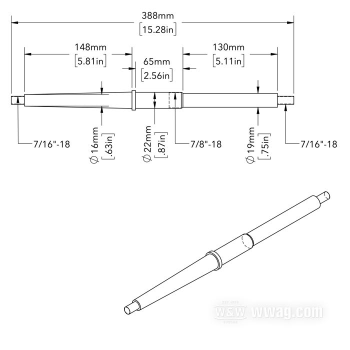 Tringles de support pour marchepieds de Competition Distributing; adaptable à modèles V 1930-1936; avant; acier, parkerisé, filetage aux extrémités: 7/16”-18; longueur: 388 mm; remplace OEM HD 2928-30; USA; poids brut: 911 g