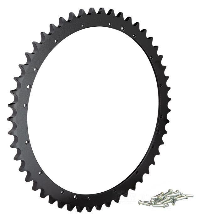 Kettenrad; für Trommelbremse; passend für Big Twin 1958-1961; Stahl; Anzahl der Zähne: 51; Teilung: 530 (5/8” x 3/8”); mit Nieten und Zentrierstiften; ersetzt OEM HD 41470-58; HINWEIS: Mitgelieferte Nieten passen an OEM Trommeln nur late 1958-59. OEM Trommeln 1960-62 erfordern 3/16“ Nieten. Bitte separat bestellen.; Bruttogewicht: 710 g