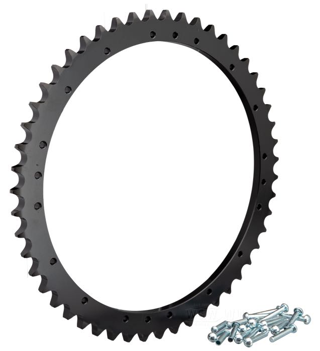 Rear sprocket; for Drum brake; fits Big Twin 1967-1972; steel; number of teeth: 51; pitch: 530 (5/8” x 3/8”); with rivets and dowel pins; replaces OEM HD 41470-67; gross weight: 980 g