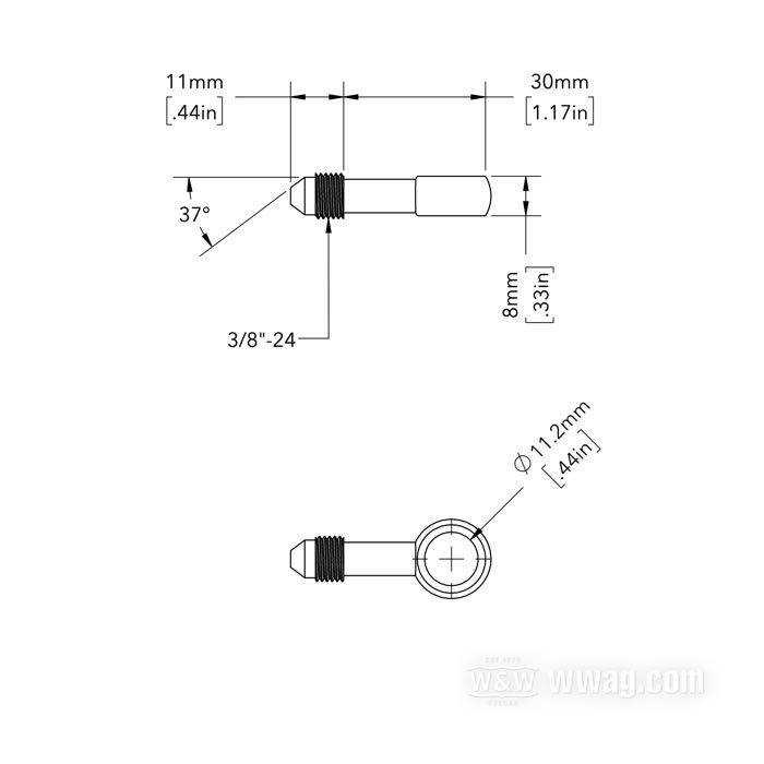 Fitting by Goodridge; stainless steel, straight; Ø 7/16”; connection thread: JIC 37°-3→banjo; gross weight: 10 g