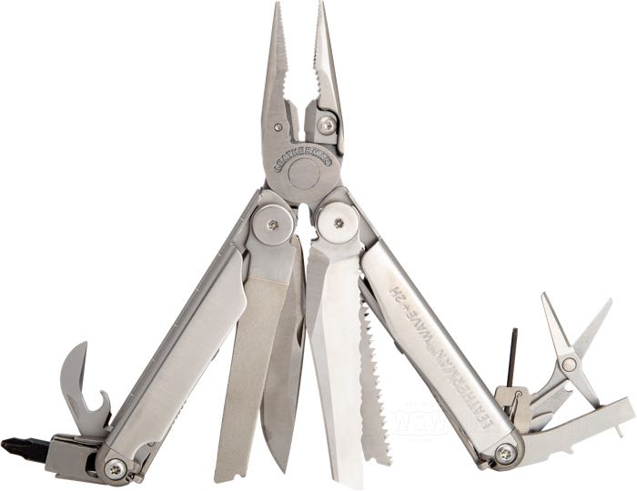 Multitool »WAVE Plus 2H« by Leatherman; stainless steel; net weight: 241 g; length folded: 100 mm; blade length: 74 mm; blade steel quality: 420 HC; with nylon belt sheath; USA; gross weight: 367 g