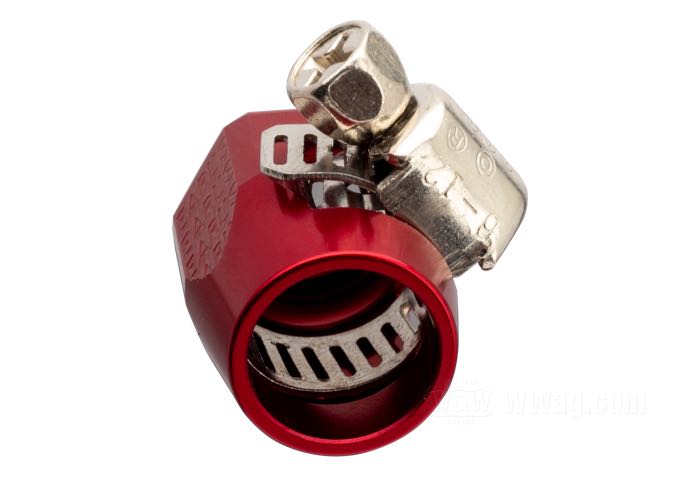 Fascetta di Earl's Performance Products; alluminio, rosso, anodizzato; per tubi con Ø interno: 1/4”; peso lordo: 10 g